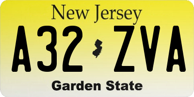 NJ license plate A32ZVA