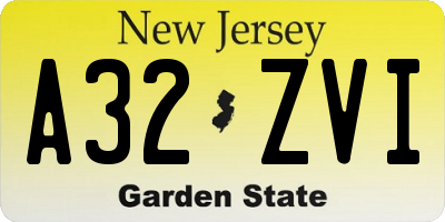 NJ license plate A32ZVI