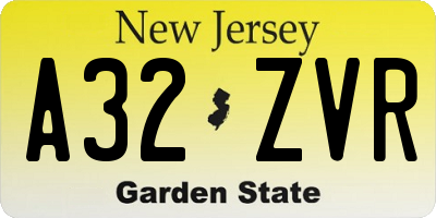 NJ license plate A32ZVR
