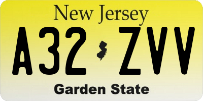NJ license plate A32ZVV