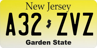 NJ license plate A32ZVZ