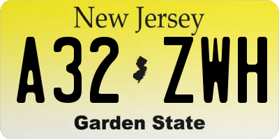 NJ license plate A32ZWH