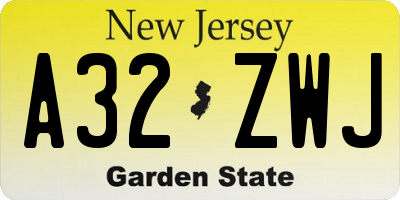 NJ license plate A32ZWJ