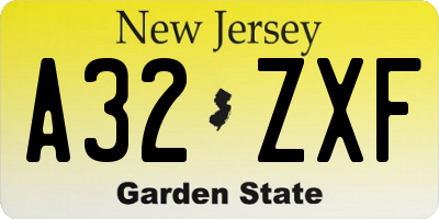 NJ license plate A32ZXF
