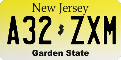NJ license plate A32ZXM