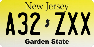 NJ license plate A32ZXX