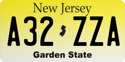 NJ license plate A32ZZA
