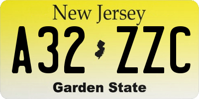 NJ license plate A32ZZC