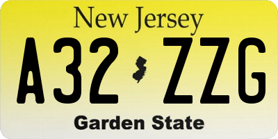 NJ license plate A32ZZG