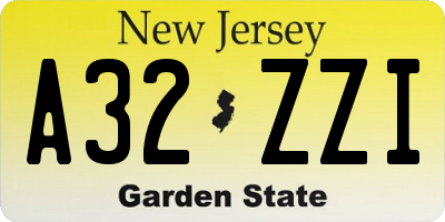 NJ license plate A32ZZI