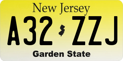NJ license plate A32ZZJ