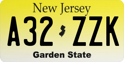 NJ license plate A32ZZK