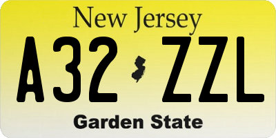 NJ license plate A32ZZL