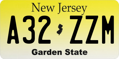 NJ license plate A32ZZM