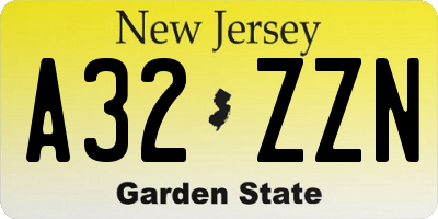 NJ license plate A32ZZN