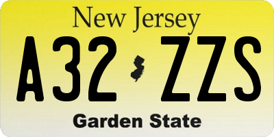 NJ license plate A32ZZS