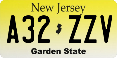 NJ license plate A32ZZV