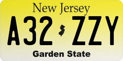 NJ license plate A32ZZY