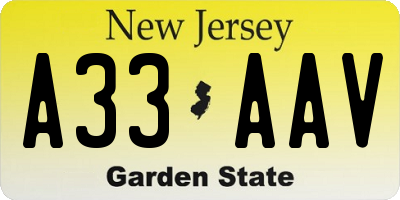 NJ license plate A33AAV