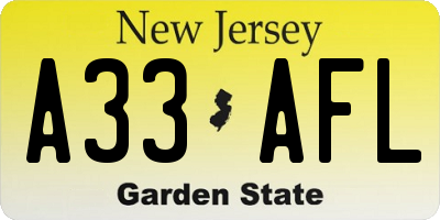 NJ license plate A33AFL