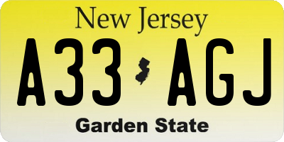 NJ license plate A33AGJ