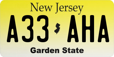 NJ license plate A33AHA