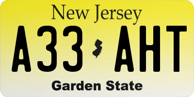 NJ license plate A33AHT