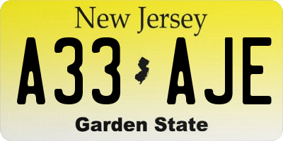 NJ license plate A33AJE