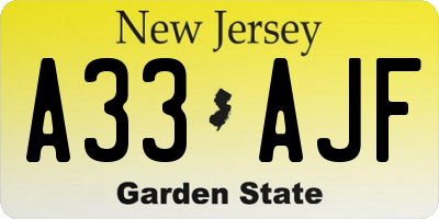 NJ license plate A33AJF
