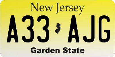 NJ license plate A33AJG