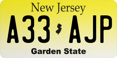 NJ license plate A33AJP