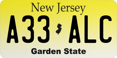 NJ license plate A33ALC