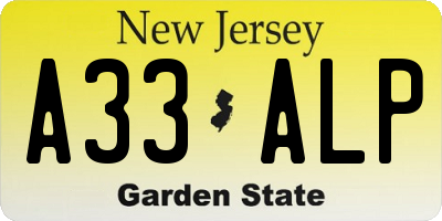 NJ license plate A33ALP