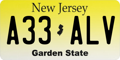 NJ license plate A33ALV