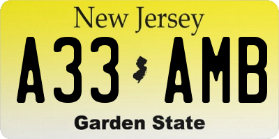NJ license plate A33AMB