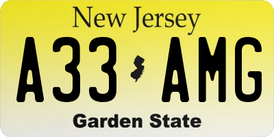 NJ license plate A33AMG