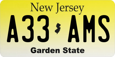 NJ license plate A33AMS