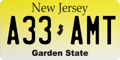 NJ license plate A33AMT