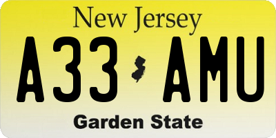 NJ license plate A33AMU