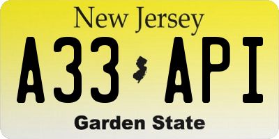 NJ license plate A33API