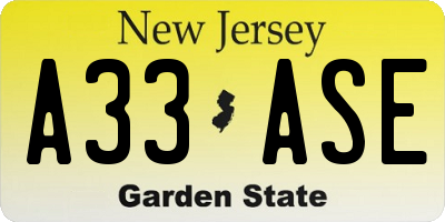 NJ license plate A33ASE