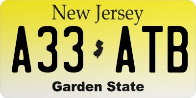 NJ license plate A33ATB
