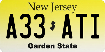 NJ license plate A33ATI
