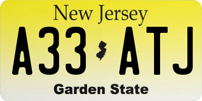 NJ license plate A33ATJ