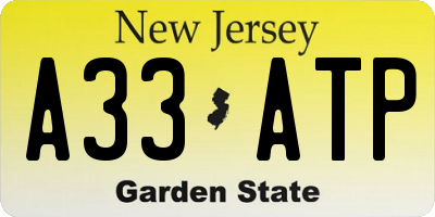 NJ license plate A33ATP