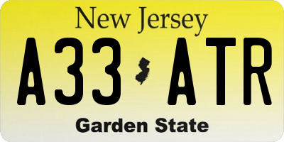 NJ license plate A33ATR