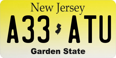 NJ license plate A33ATU