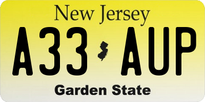 NJ license plate A33AUP