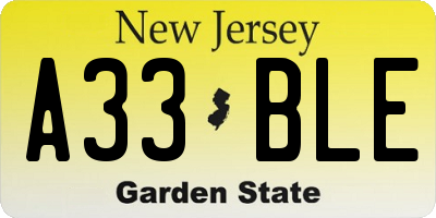 NJ license plate A33BLE