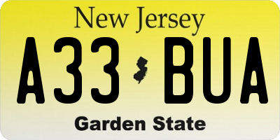 NJ license plate A33BUA